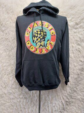 The Authentic T-Shirt Company Charcoal Black Pullover Hoodie Sweatshirt Size L